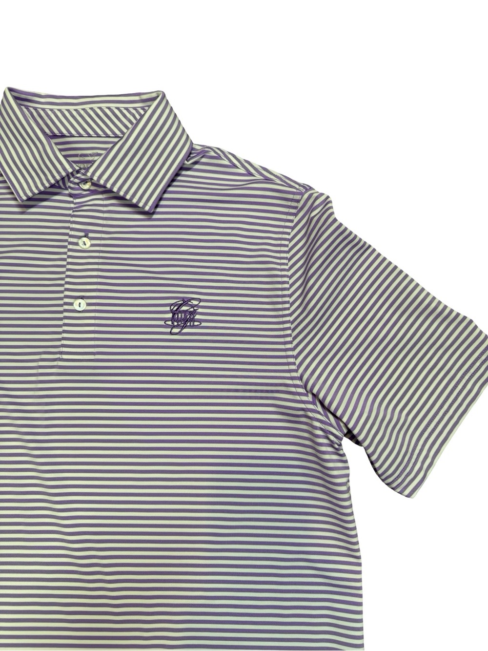 Vineyard Vines Purple and White Striped Polo Mens M